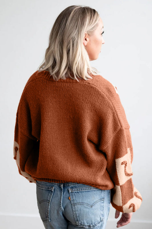 Brown Horseshoe Cardigan Sweater