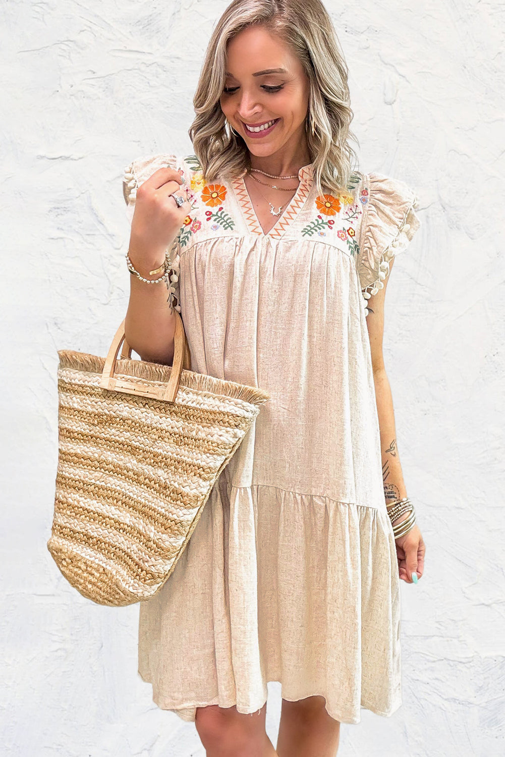Embroidered Linen Dress