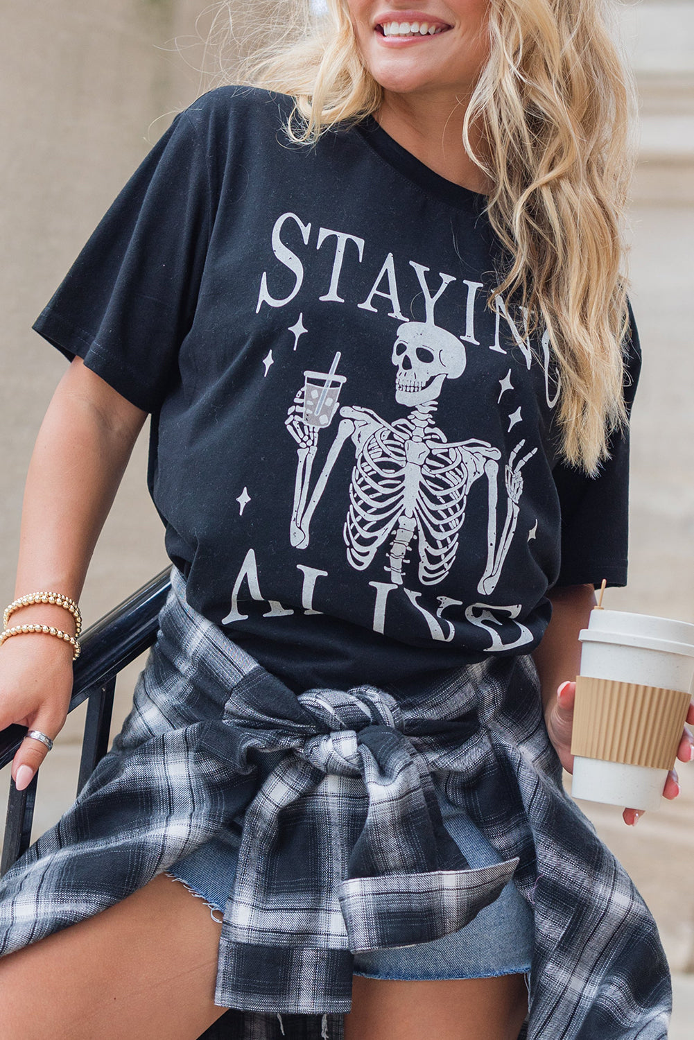 STAYING ALIVE Skeleton Tee