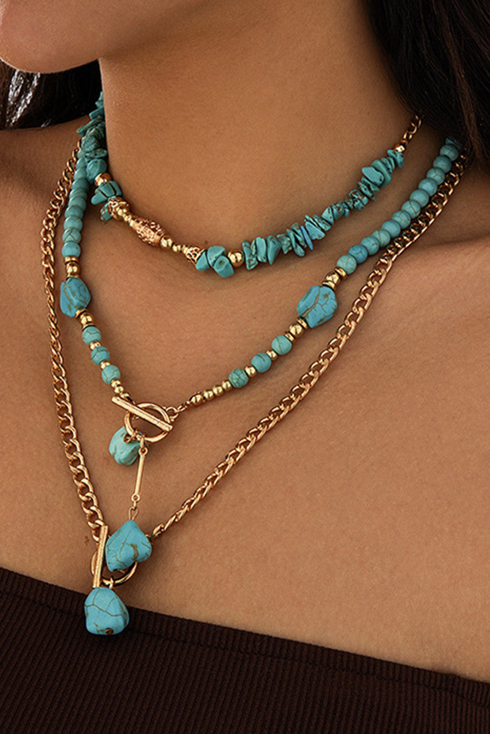 Gold and Turquoise Multi Layer Necklace