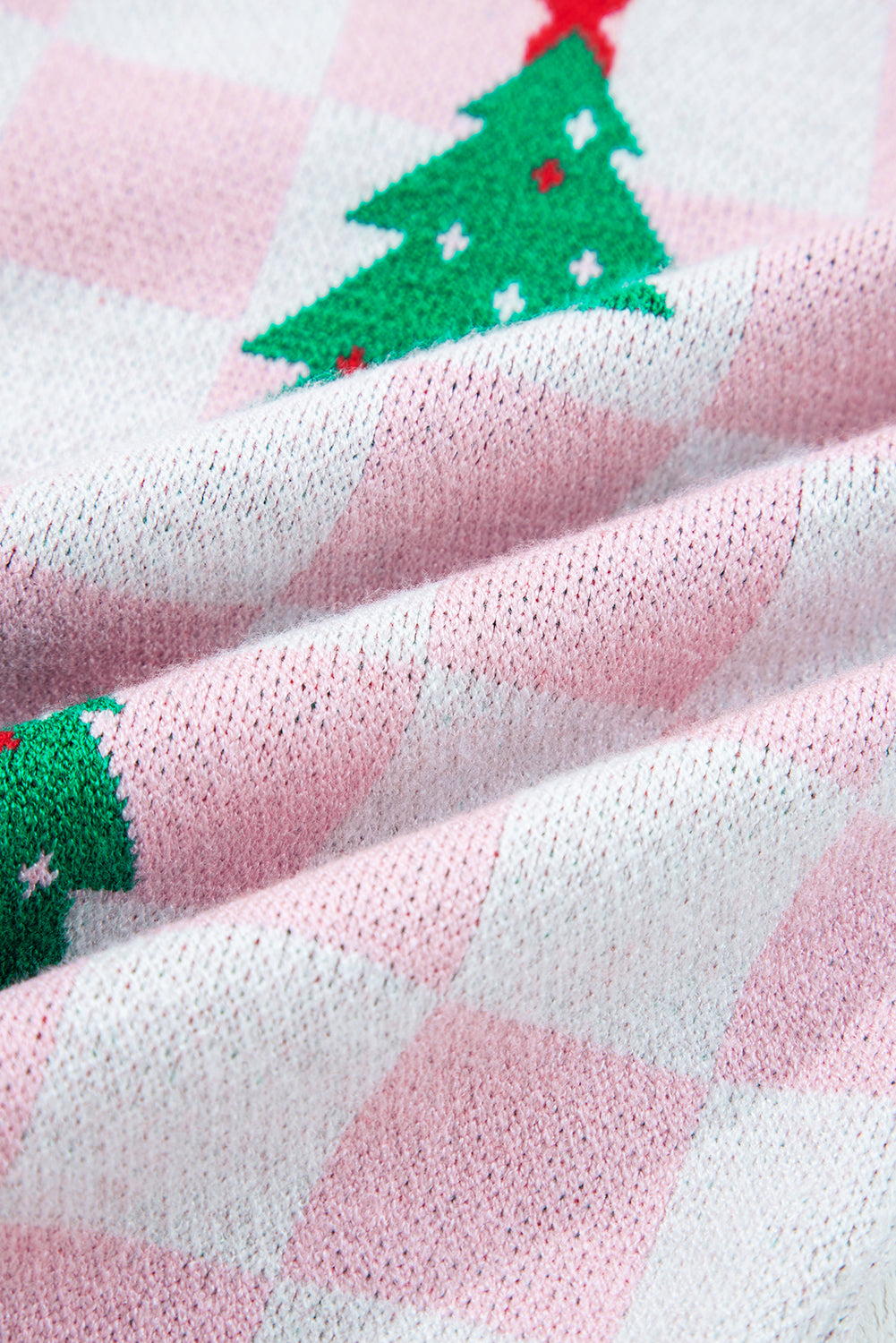 Pink Checkered Christmas Tree Cardigan