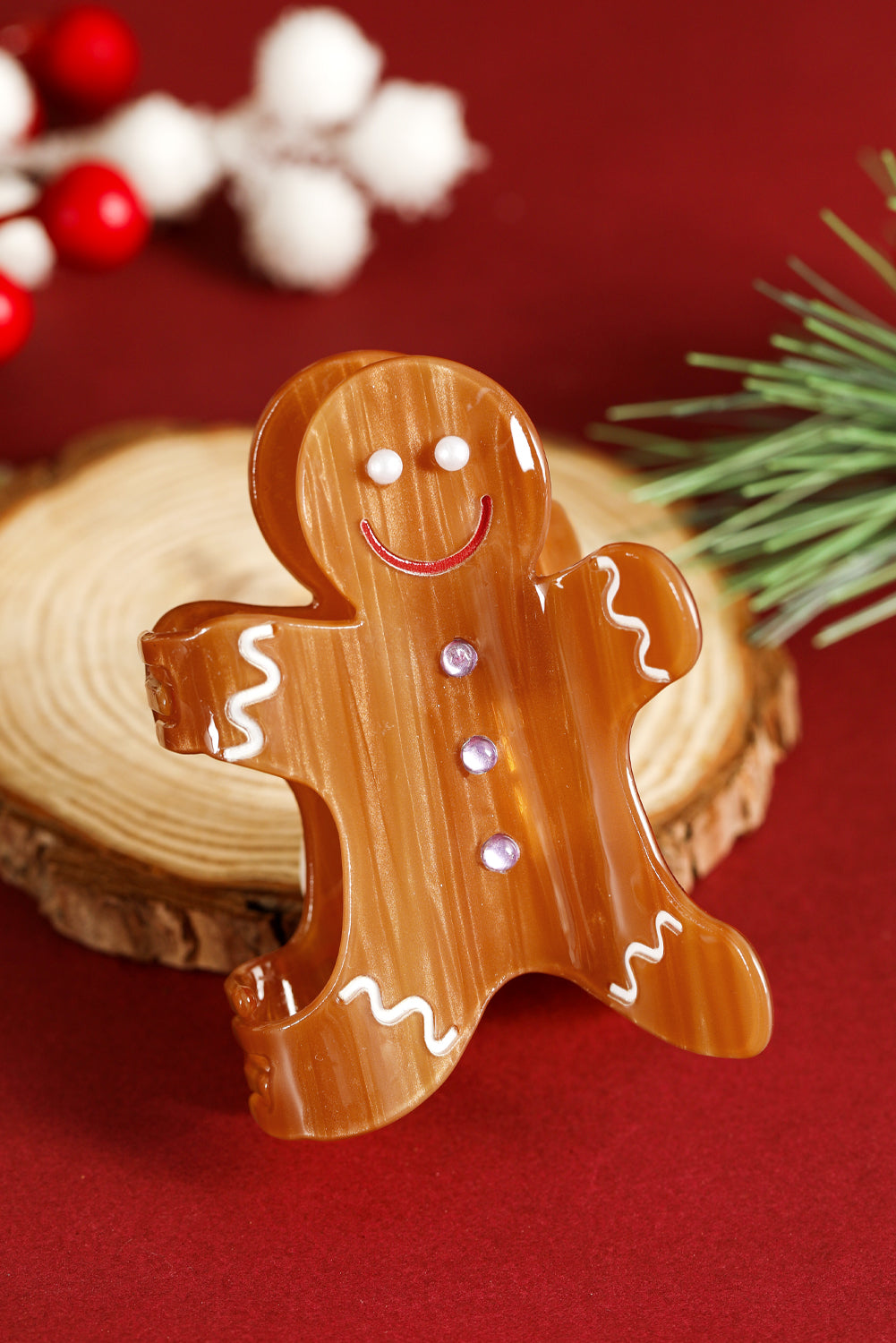 Gingerbread Man Hair Claw Clip