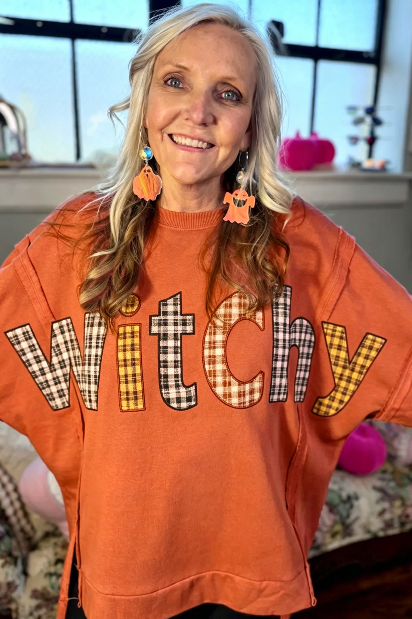 Witchy Plaid Patch Sweatshirt