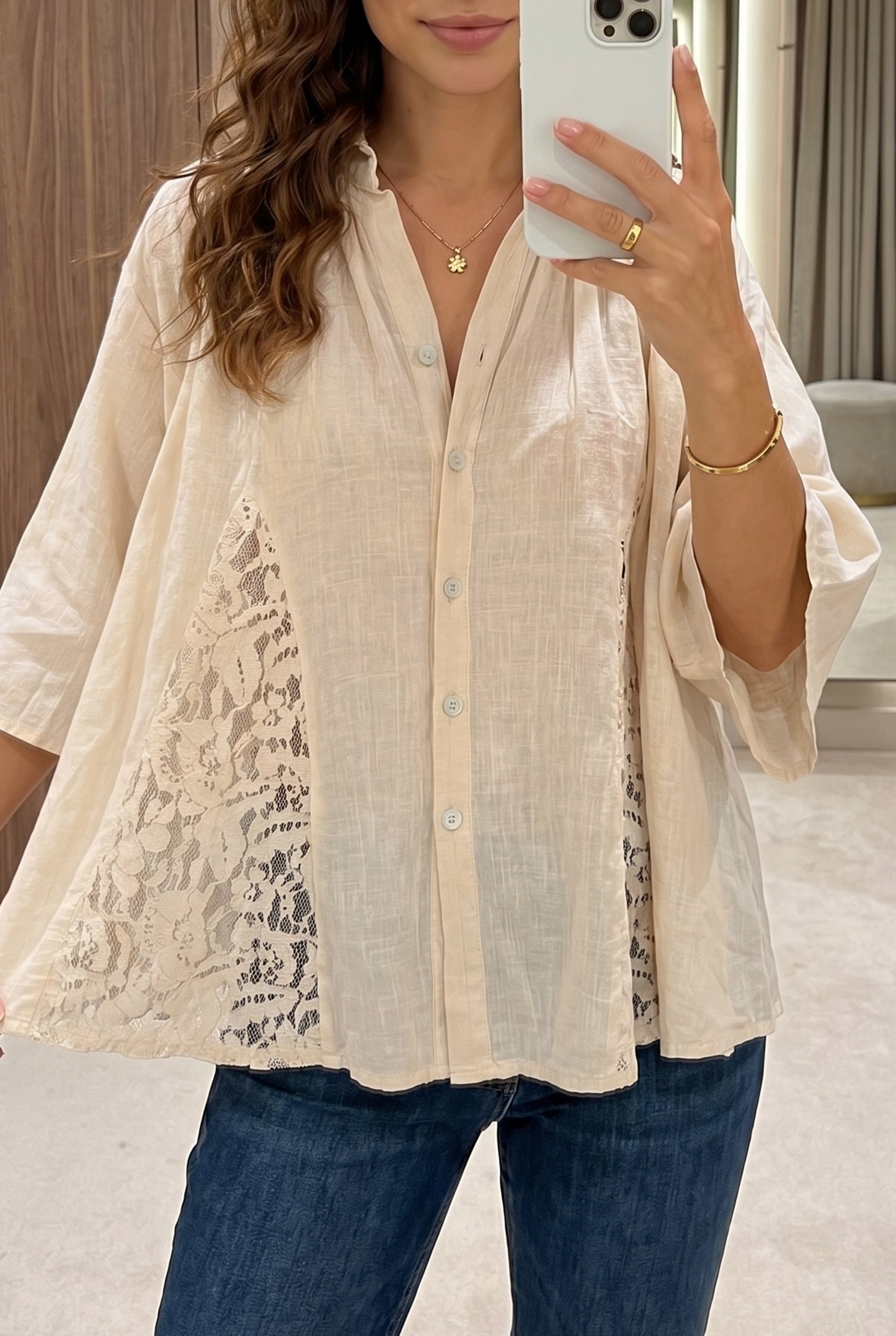 Gauze & Lace Flowy Shirt