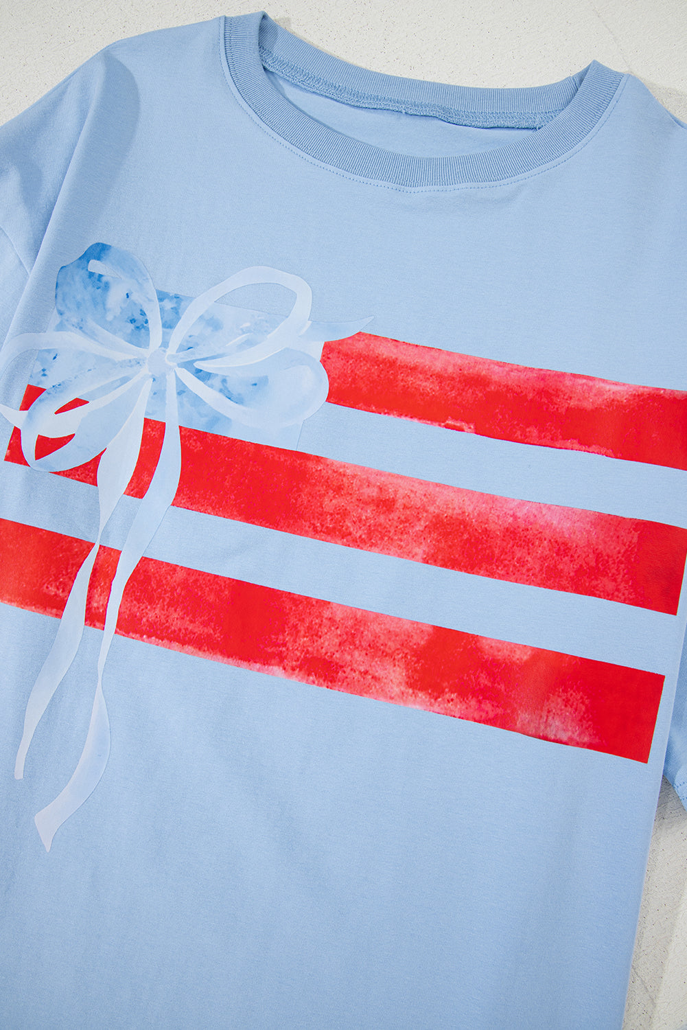 USA Flag and Bow Crewneck Tee