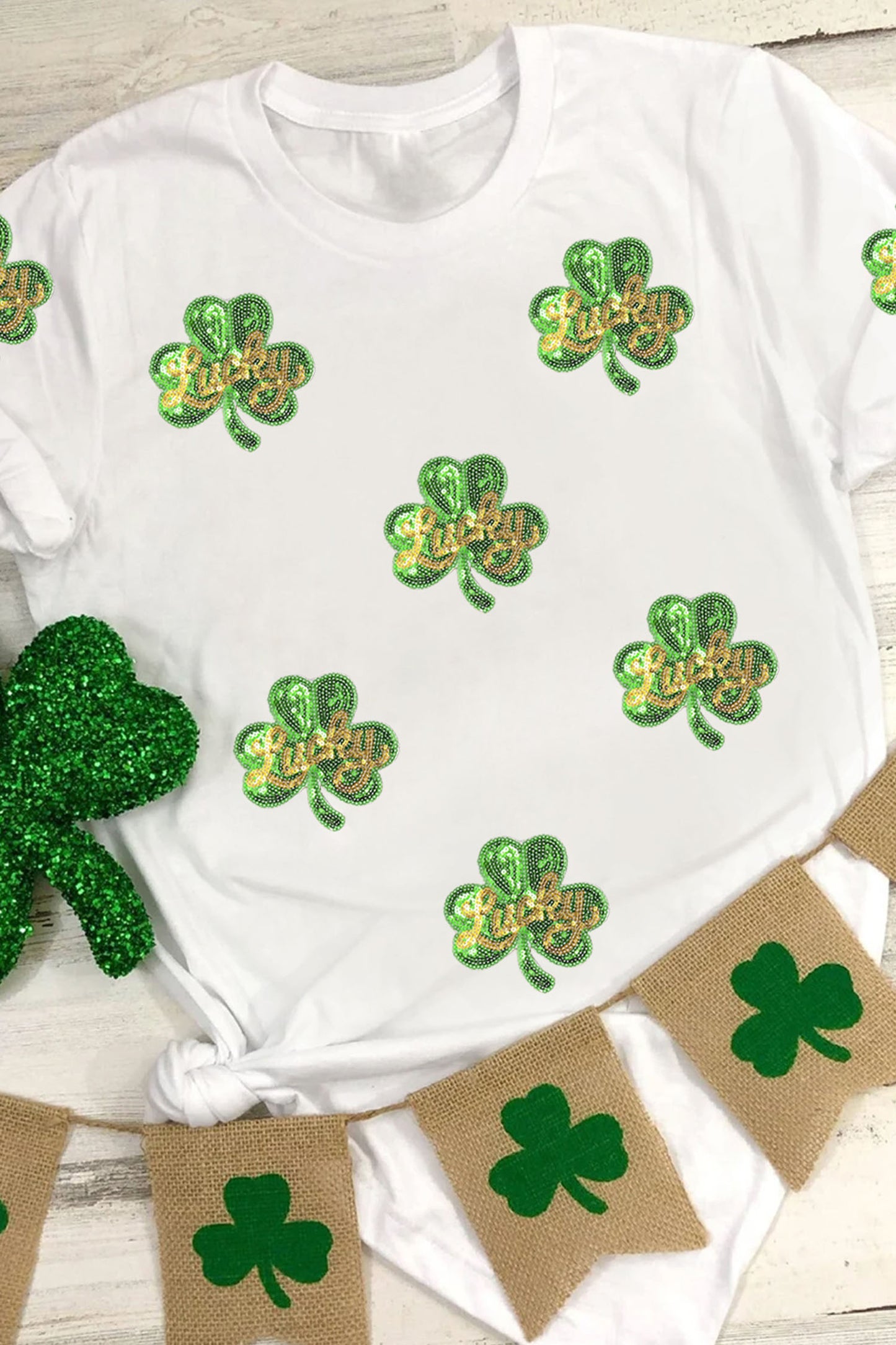 Sequin Lucky Clover Tee