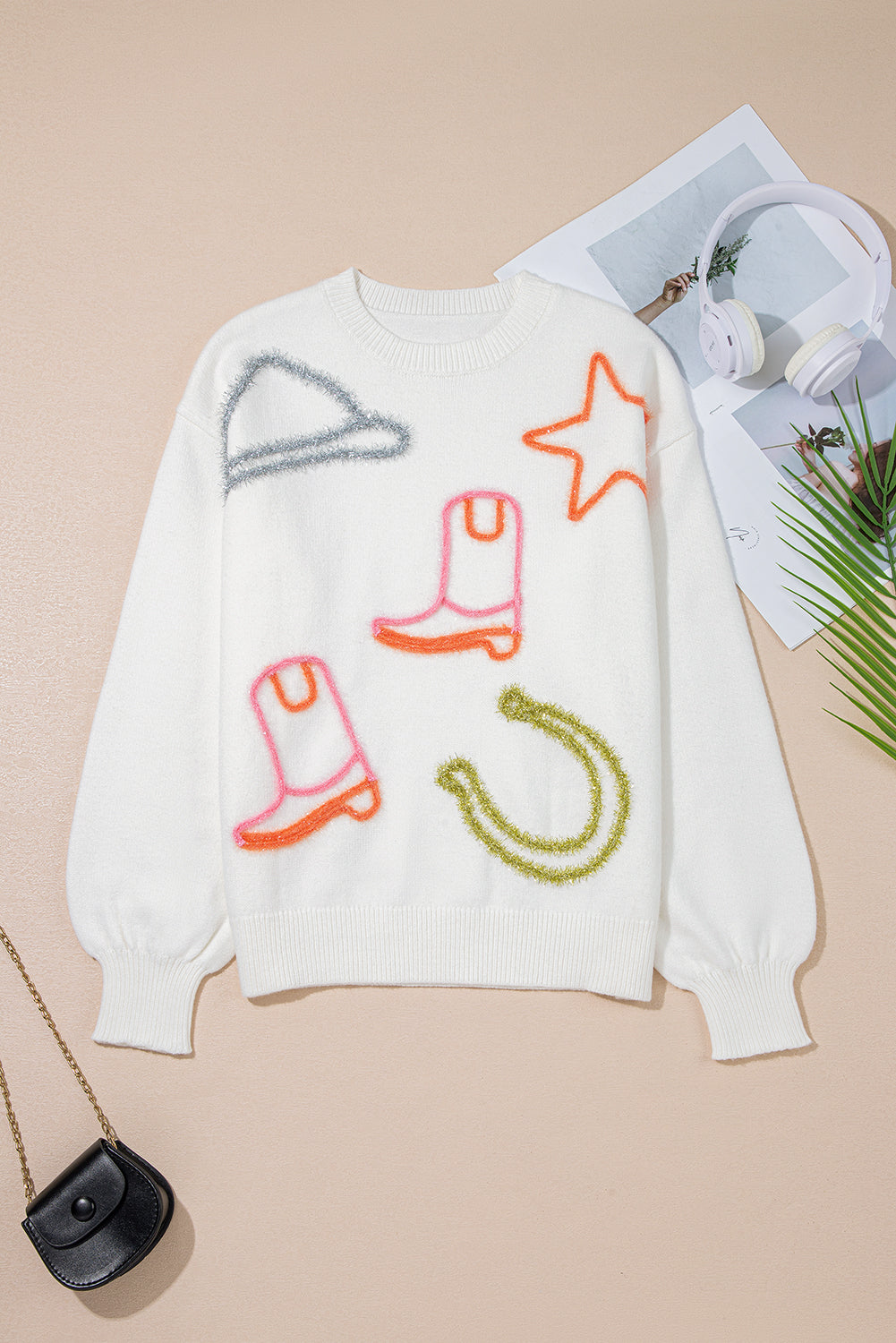White Tinsel Western Sweater