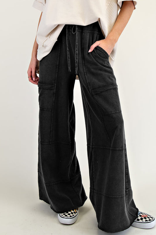 Mineral Wash Wide Leg Cargo Pants