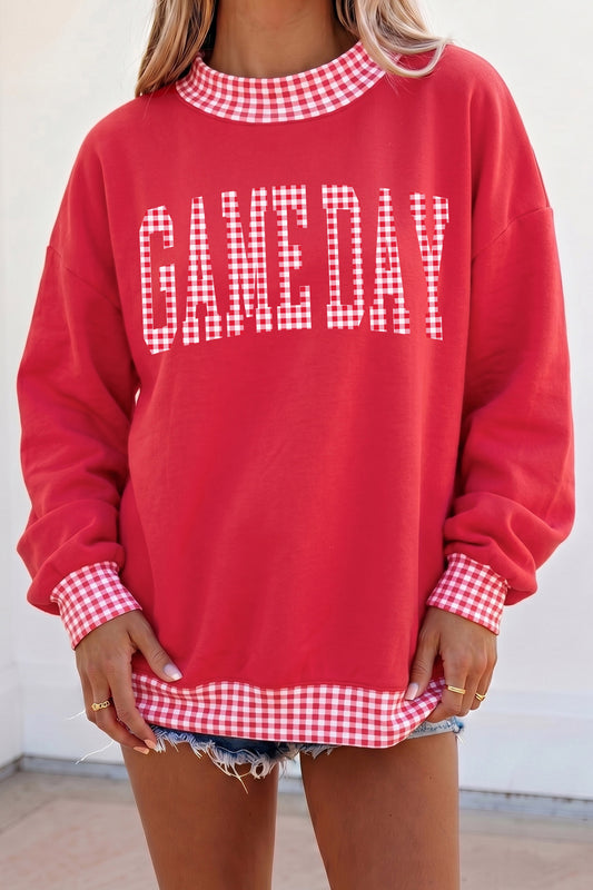 Red Gingham Gameday Sweatshirt