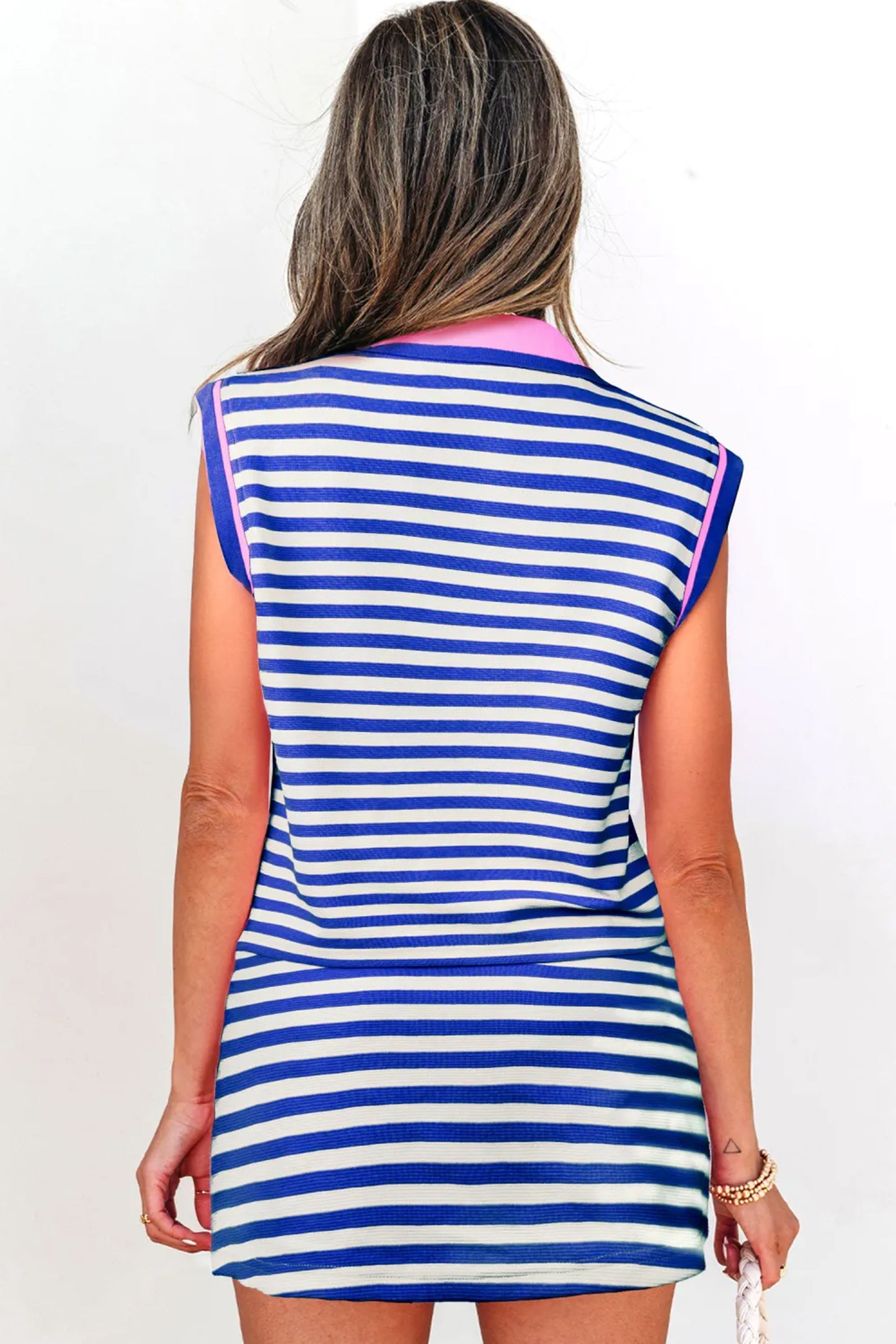 Striped Quarter Zip Skort Set
