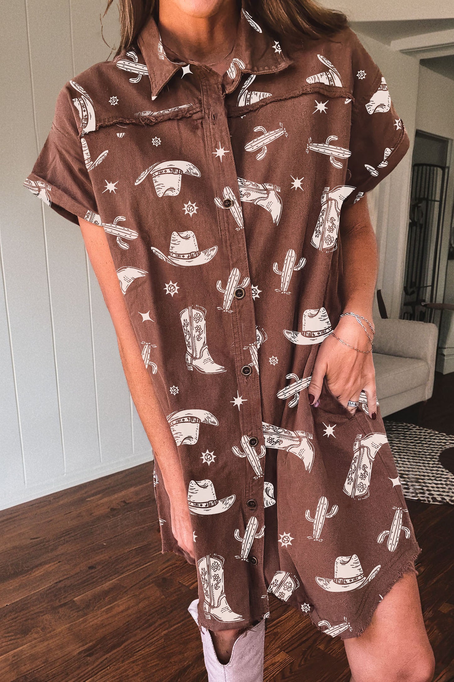 Brown Cowgirl Denim Dress