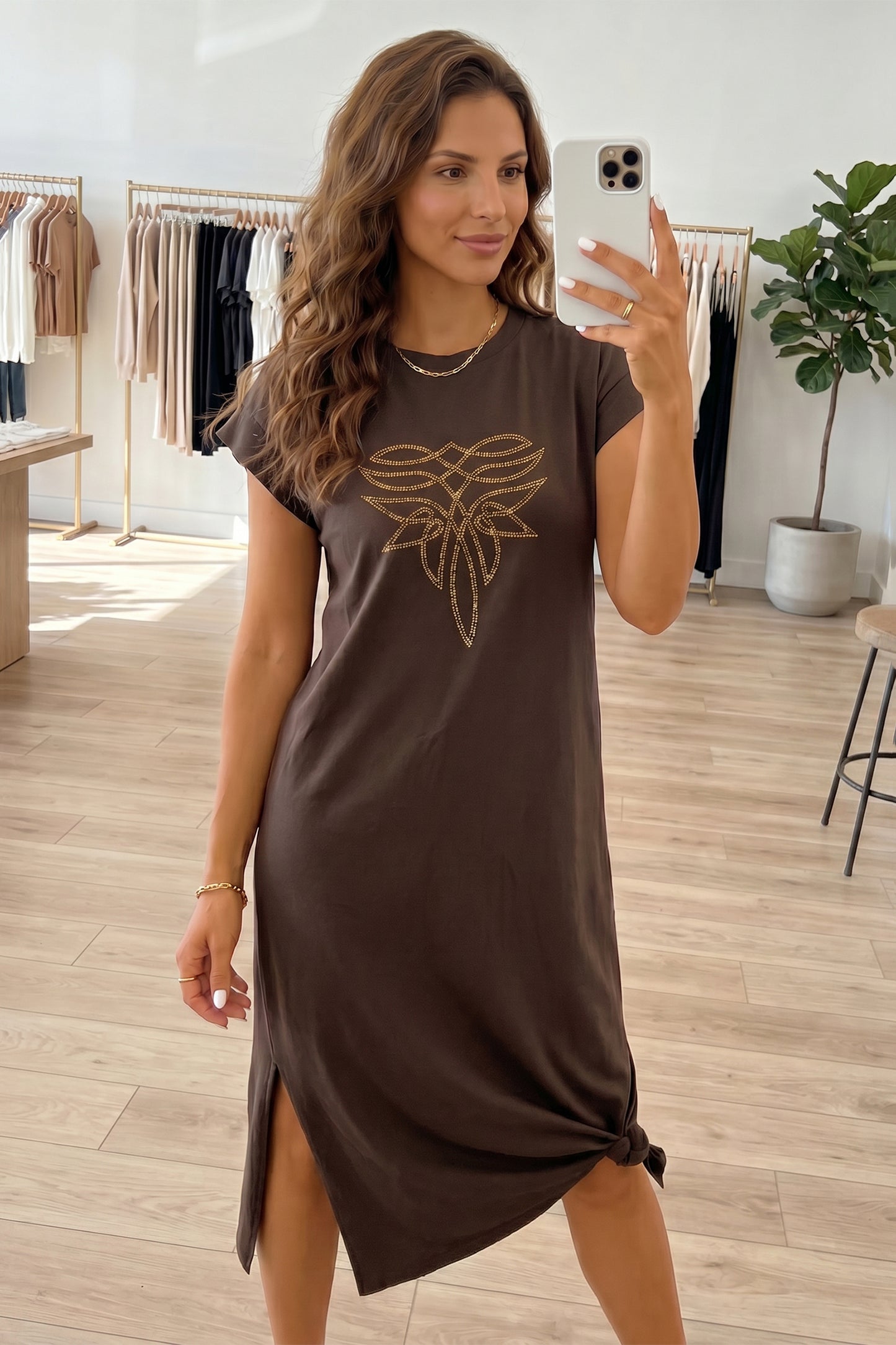 Rhinestone Western  T-Shirt Dress