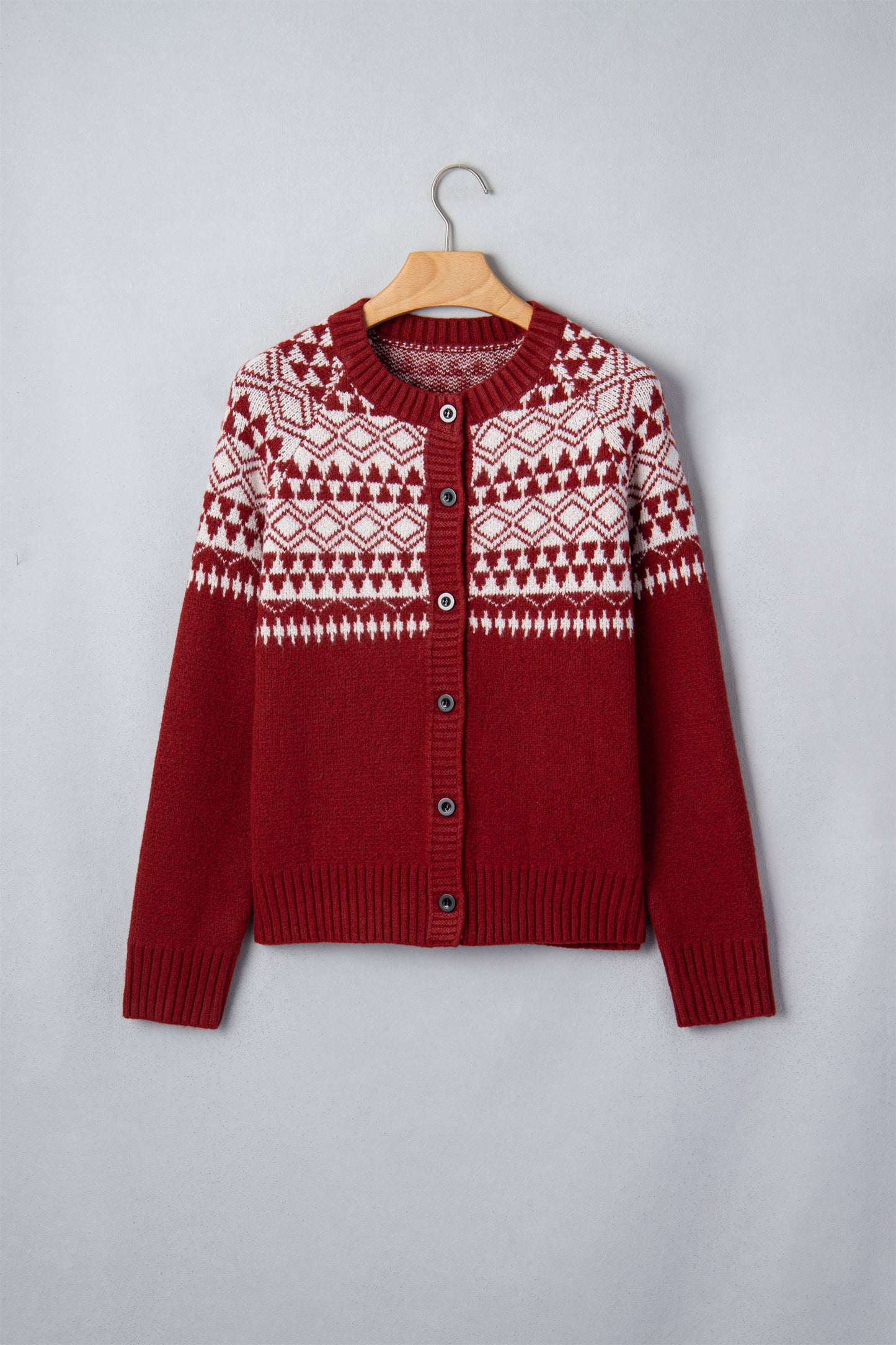 Red Fair Isle Cardigan