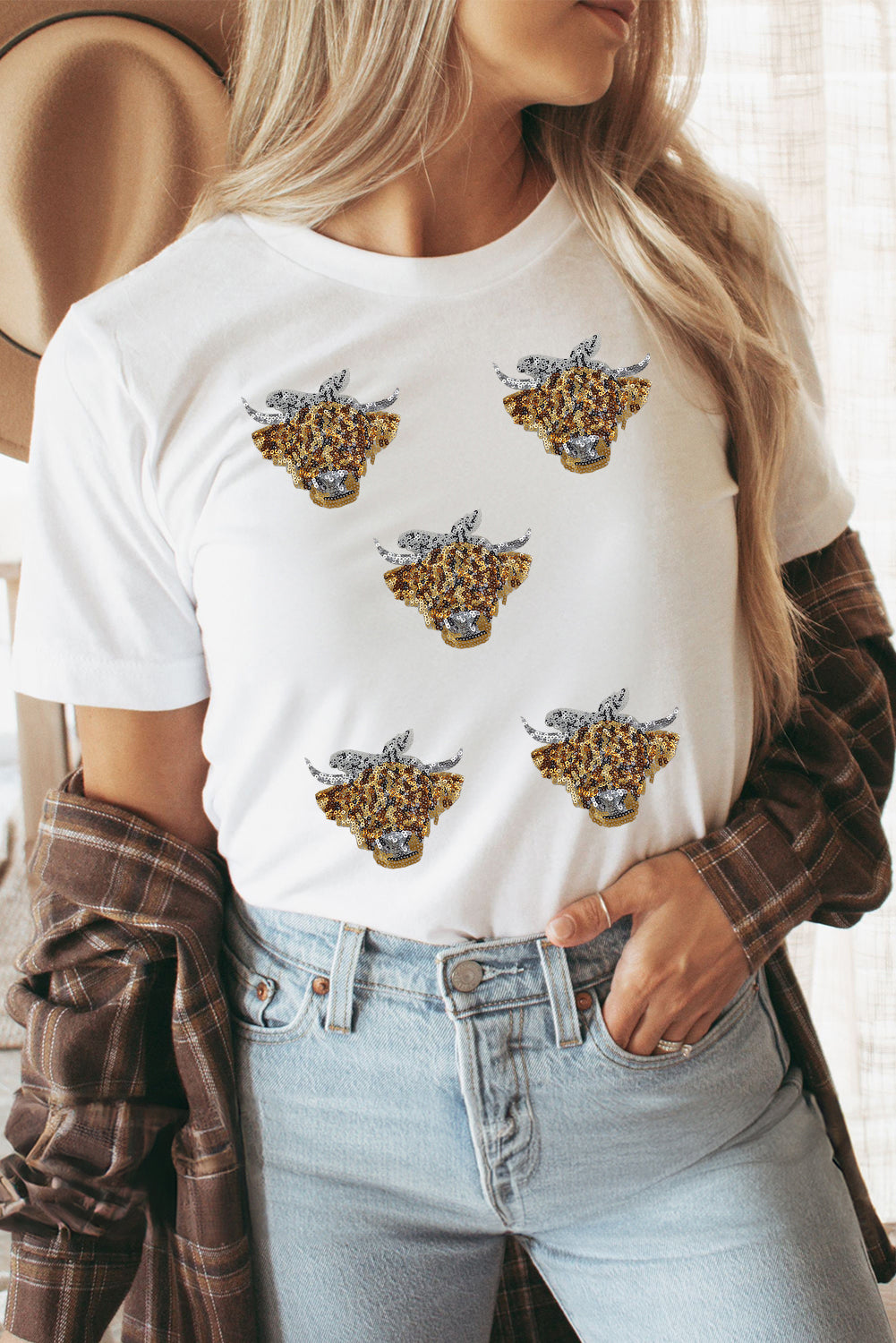 Highland Cow with Bow T Shirt