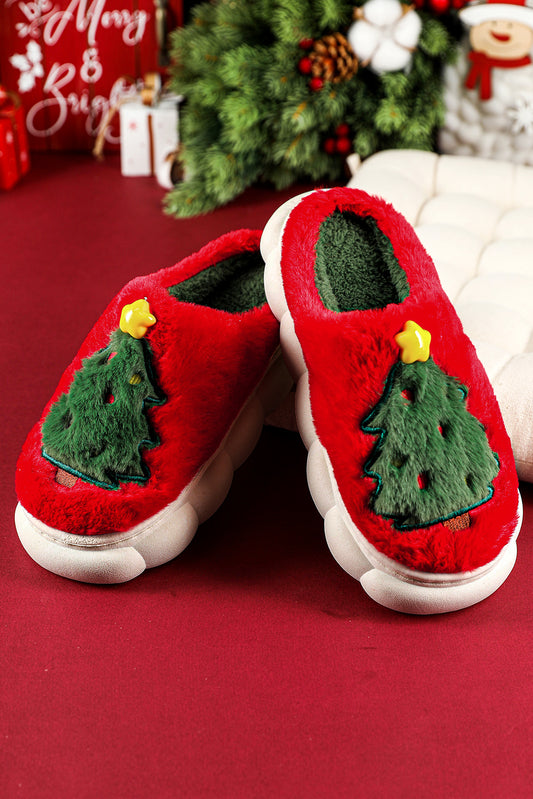 Christmas Tree Plush Slippers