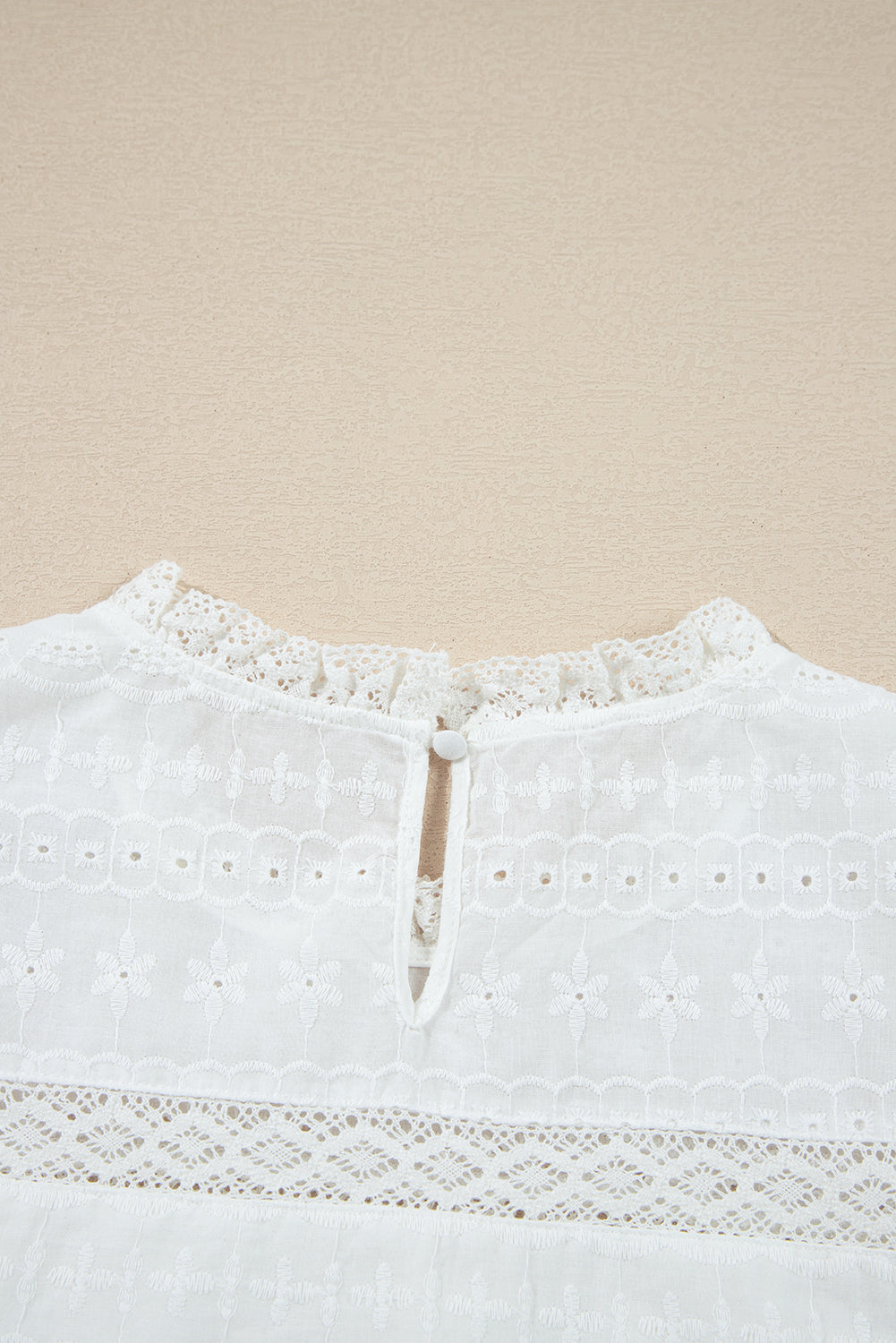 White Lace Neck Eyelet Blouse
