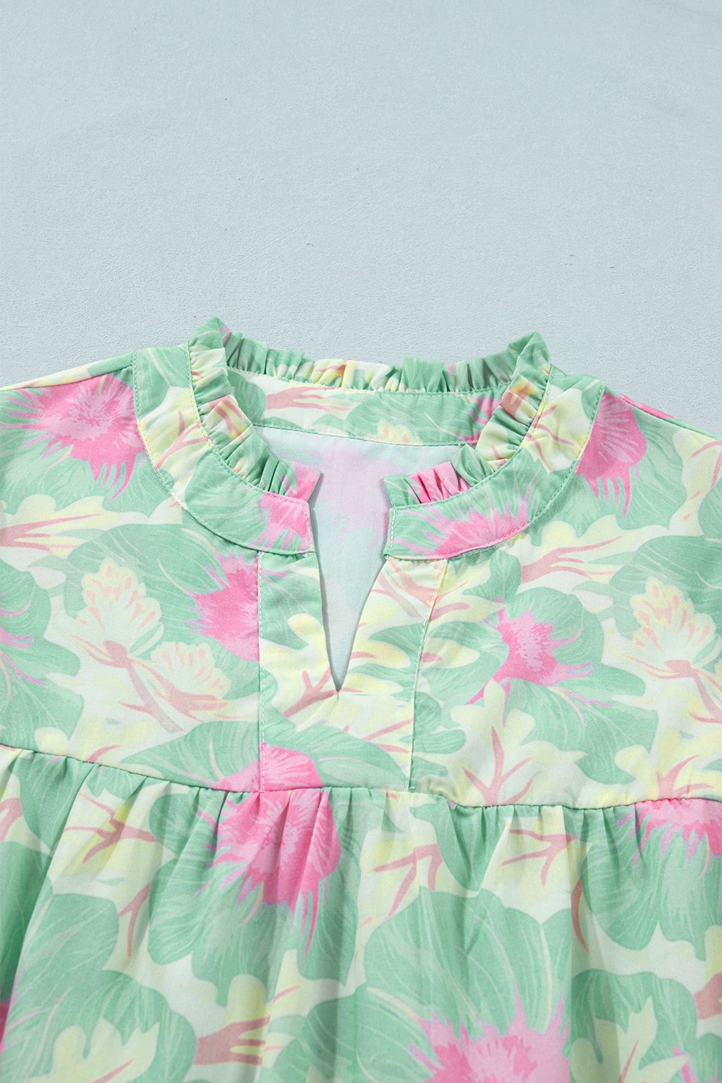 Bubble Sleeve Floral Blouse
