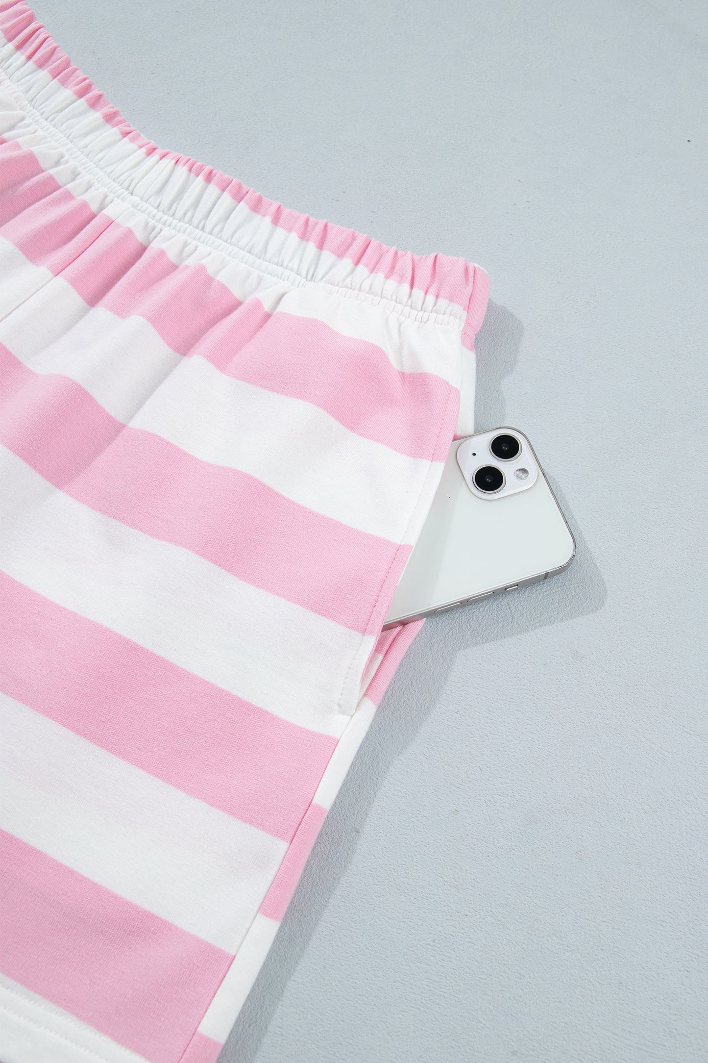 Pink Stripe Shorts Set