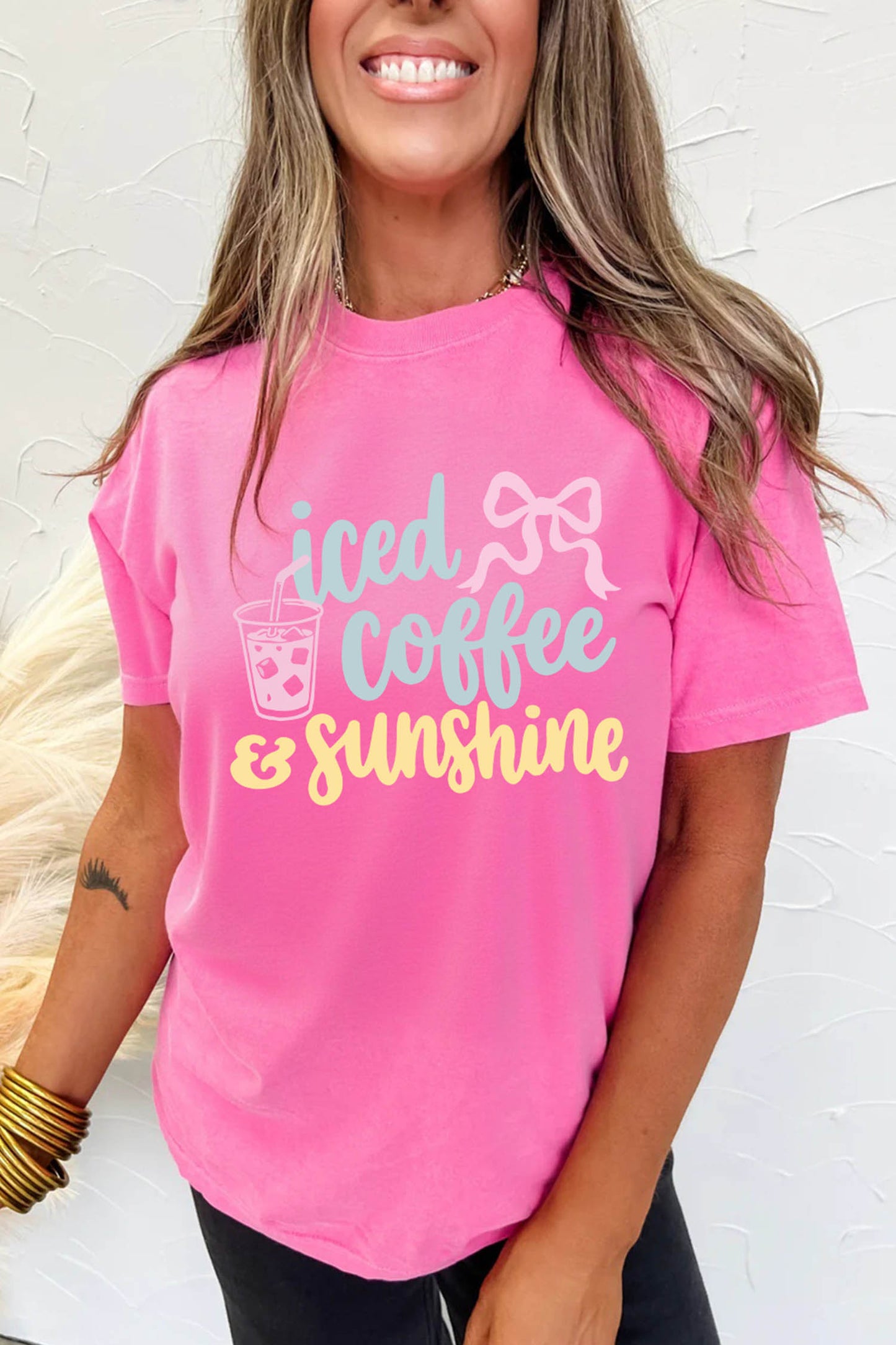 Pink Iced Coffee & Sunshine Tee