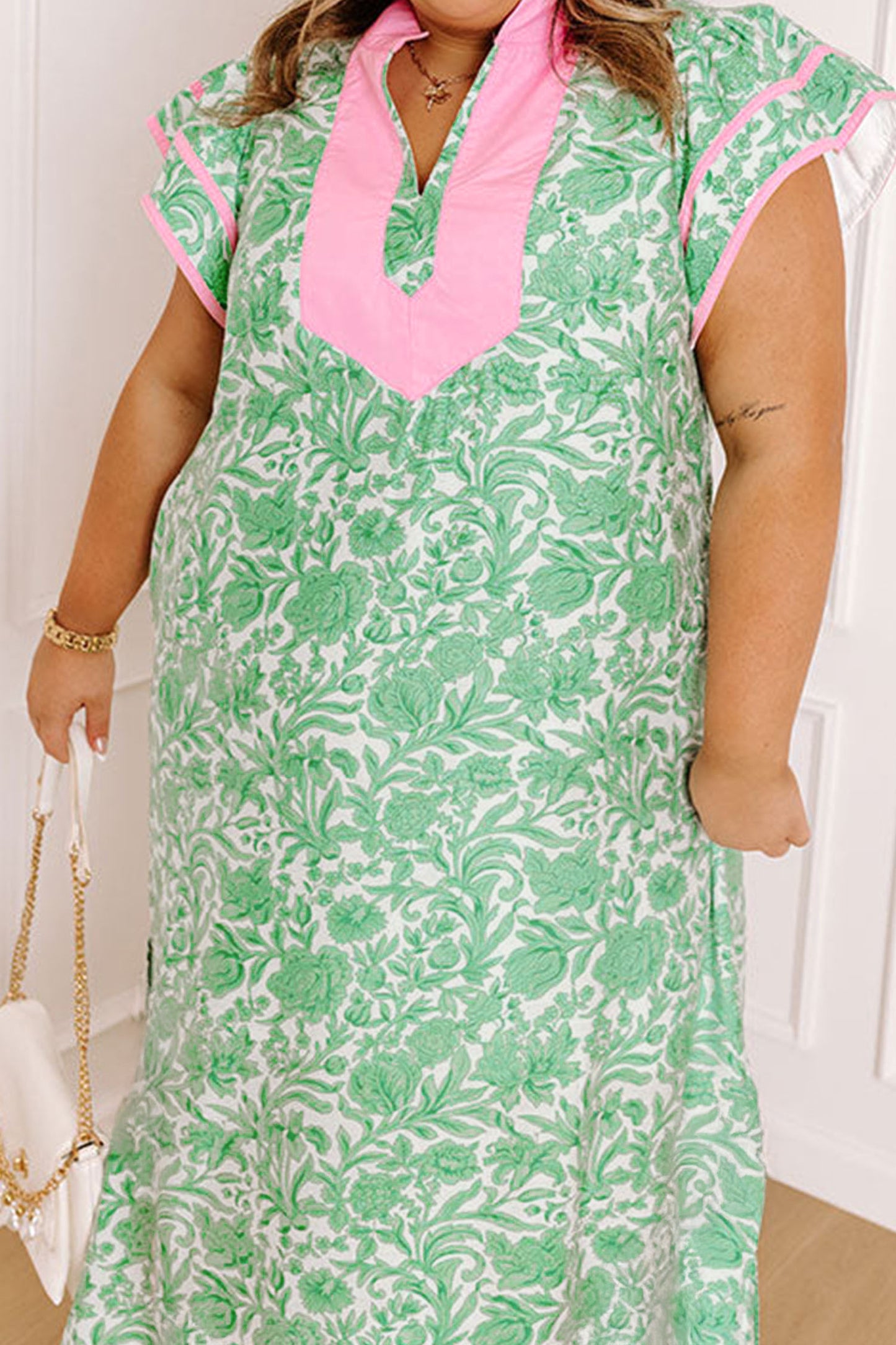 Green Floral Caftan - Plus