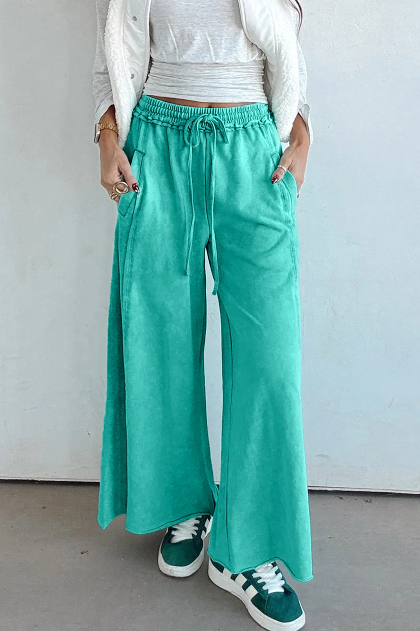 Sea Green Mineral Wash Drawstring Pants