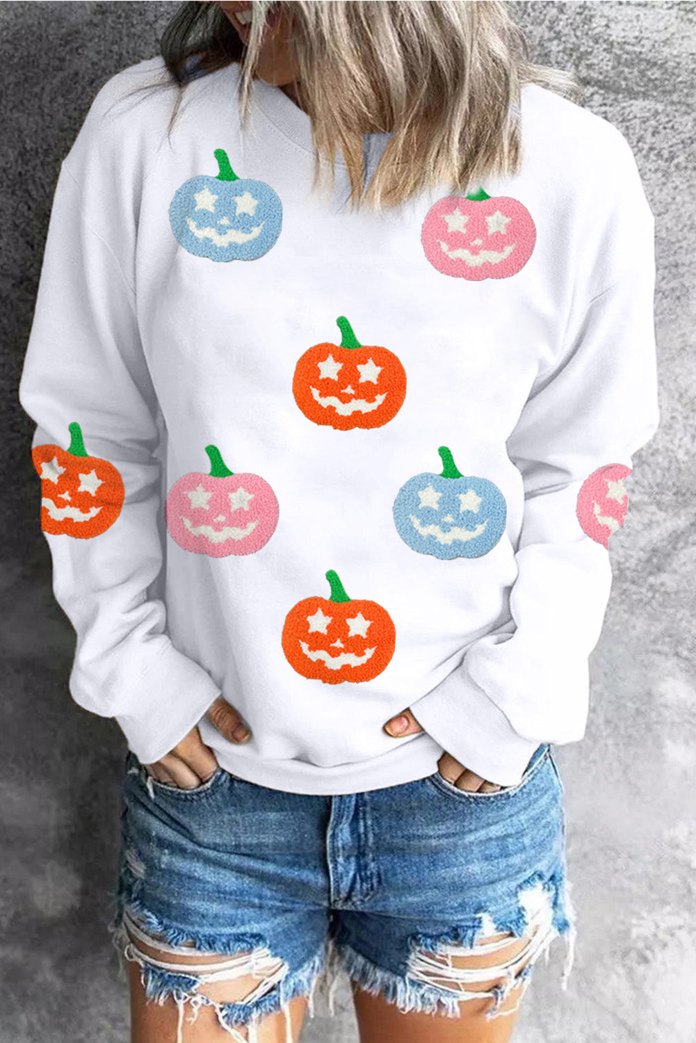 White Halloween Pumpkin Sweatshirt