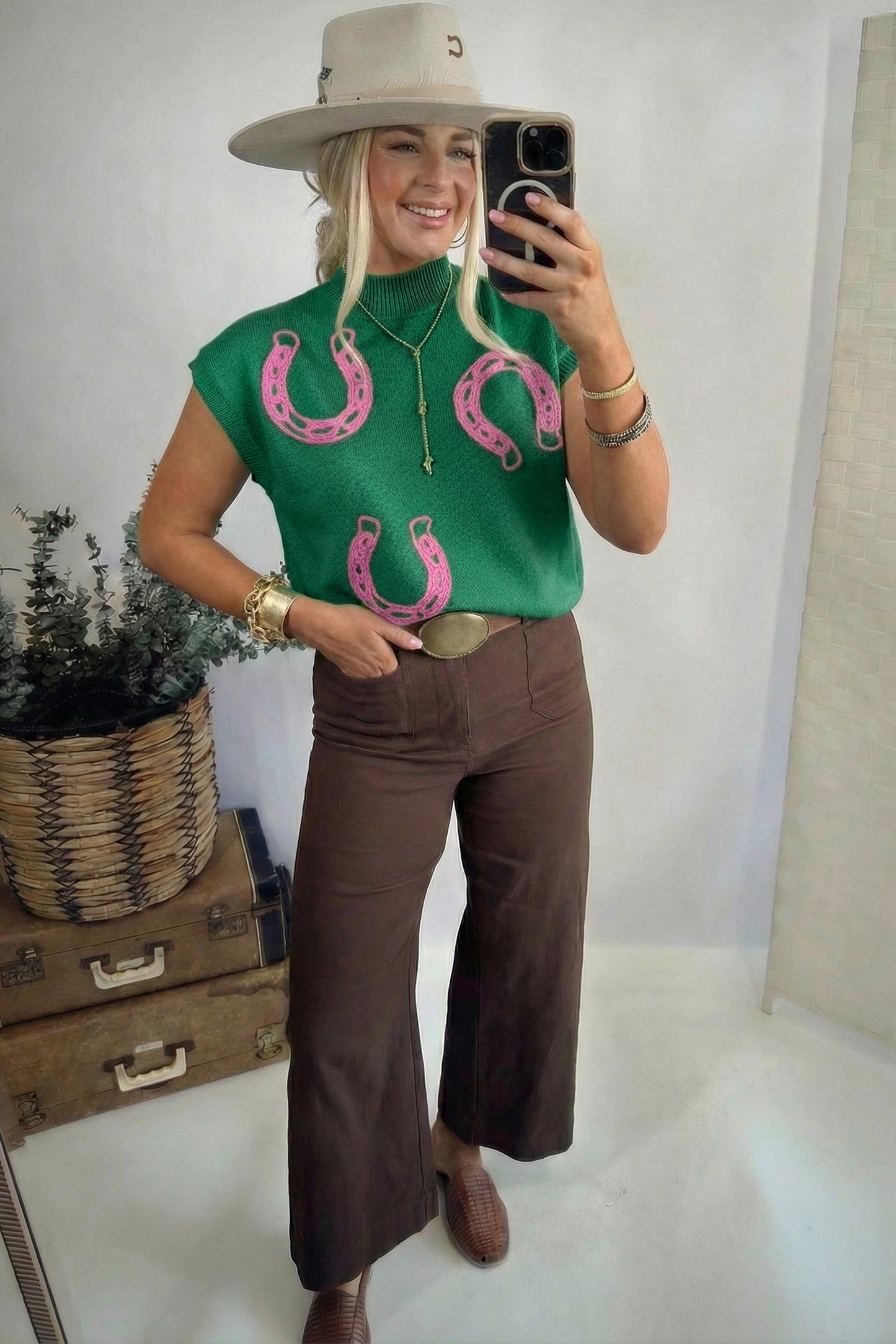 Horseshoes Mock Neck Sweater