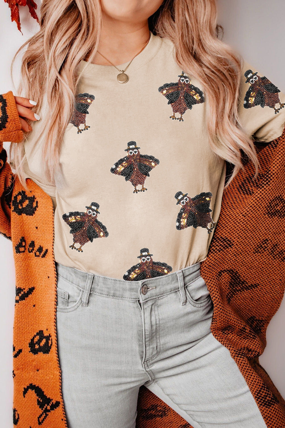 Sequin Turkeys Thanksgiving Tee