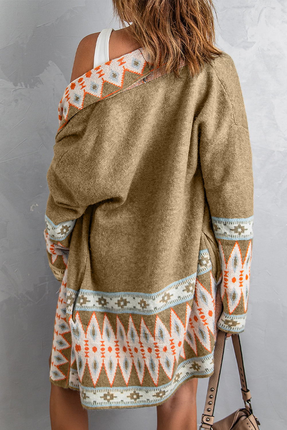 Aztec Print Open Front Cardigan