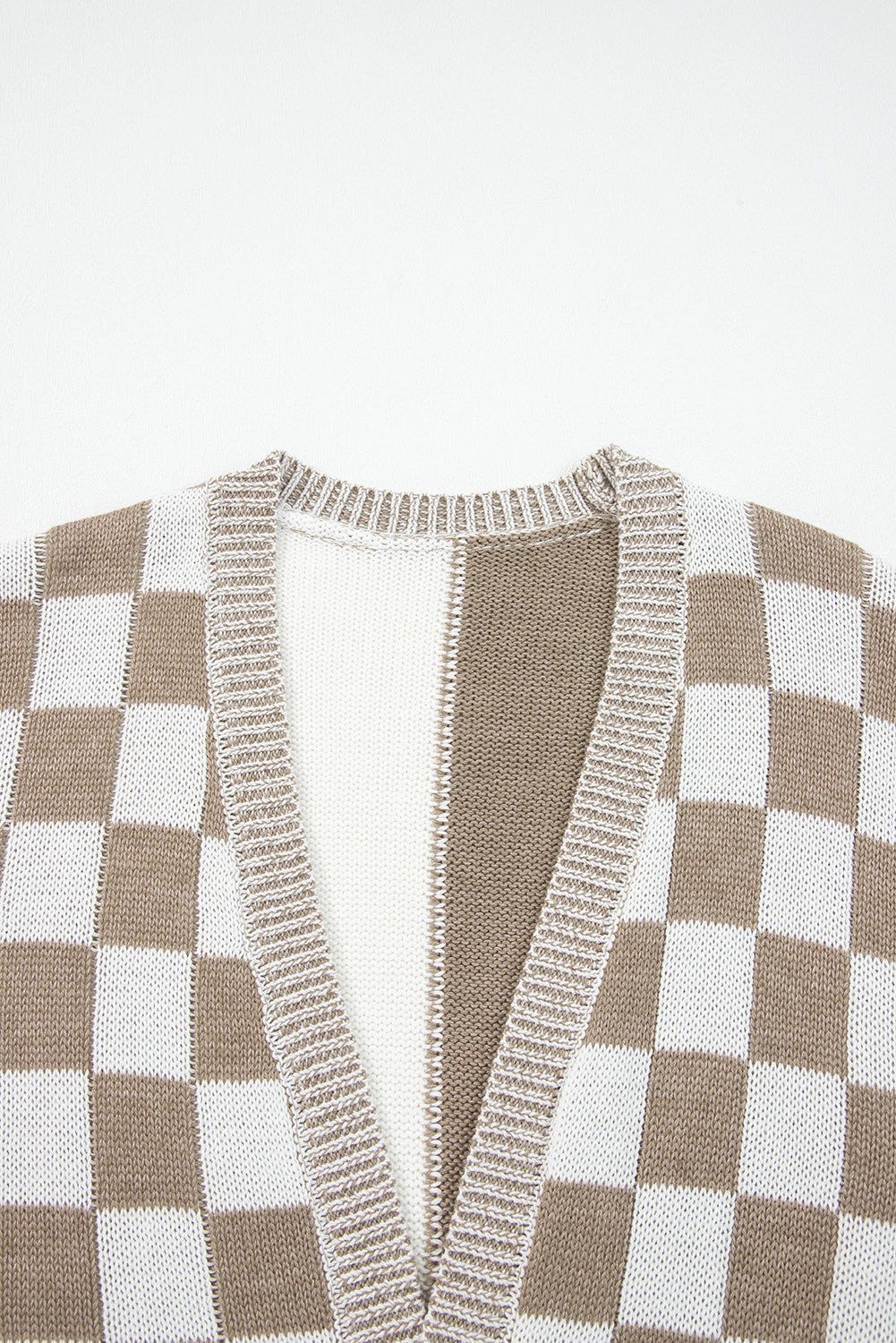 Checkered Open Front Cardigan