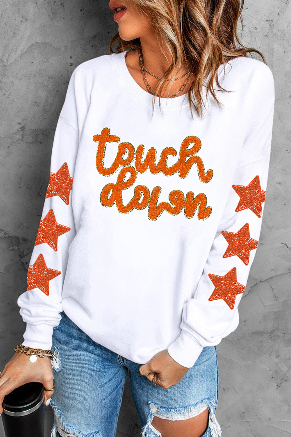 Glittering Touchdown Sleeve Sweatshirt