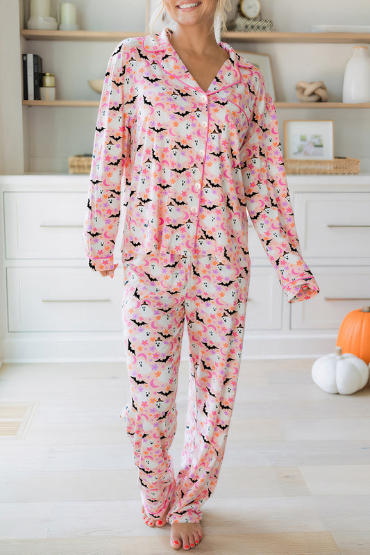 Pink Cute Halloween Ghost Pajama Set