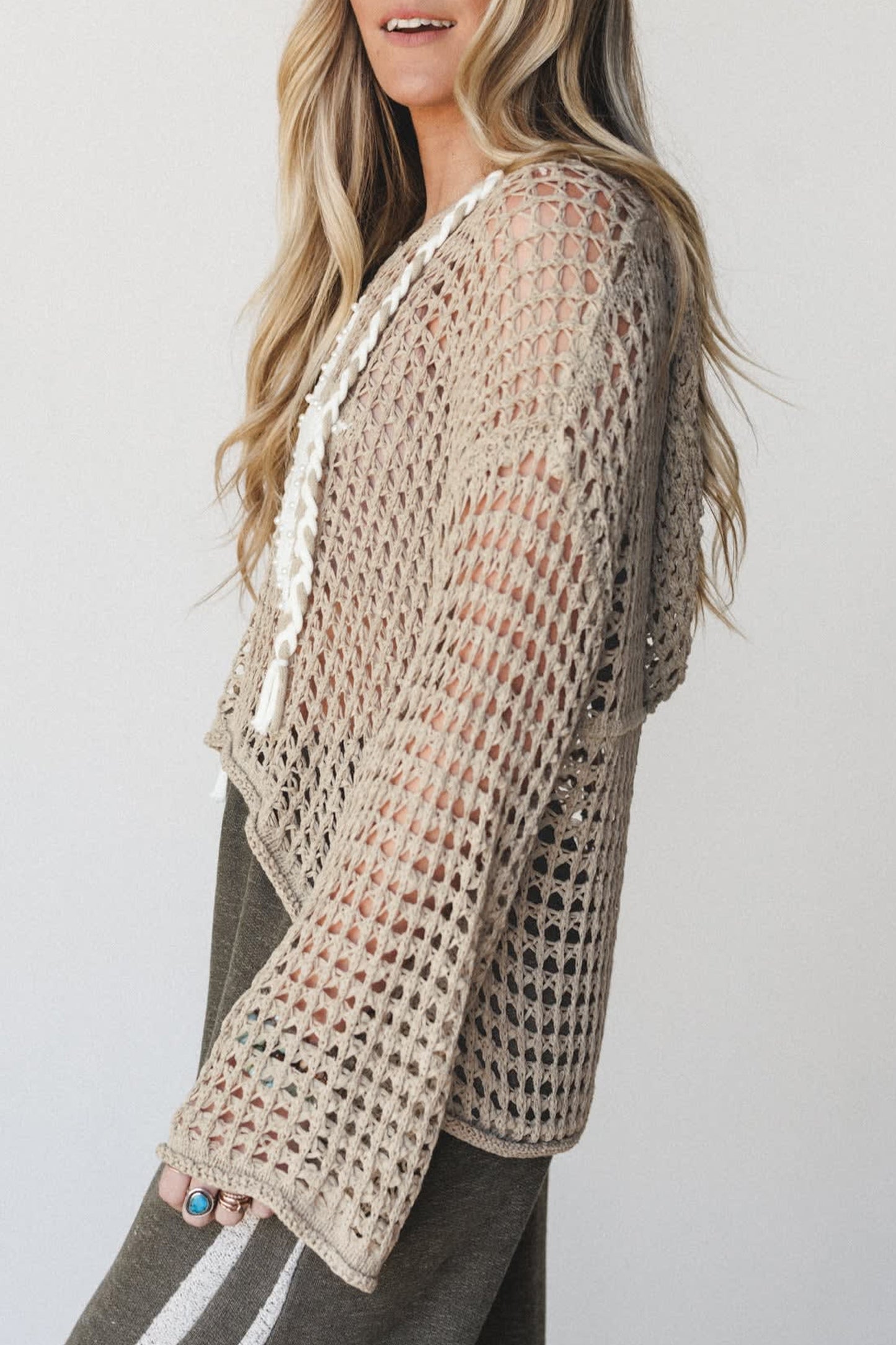 Star Crochet Hooded Sweater