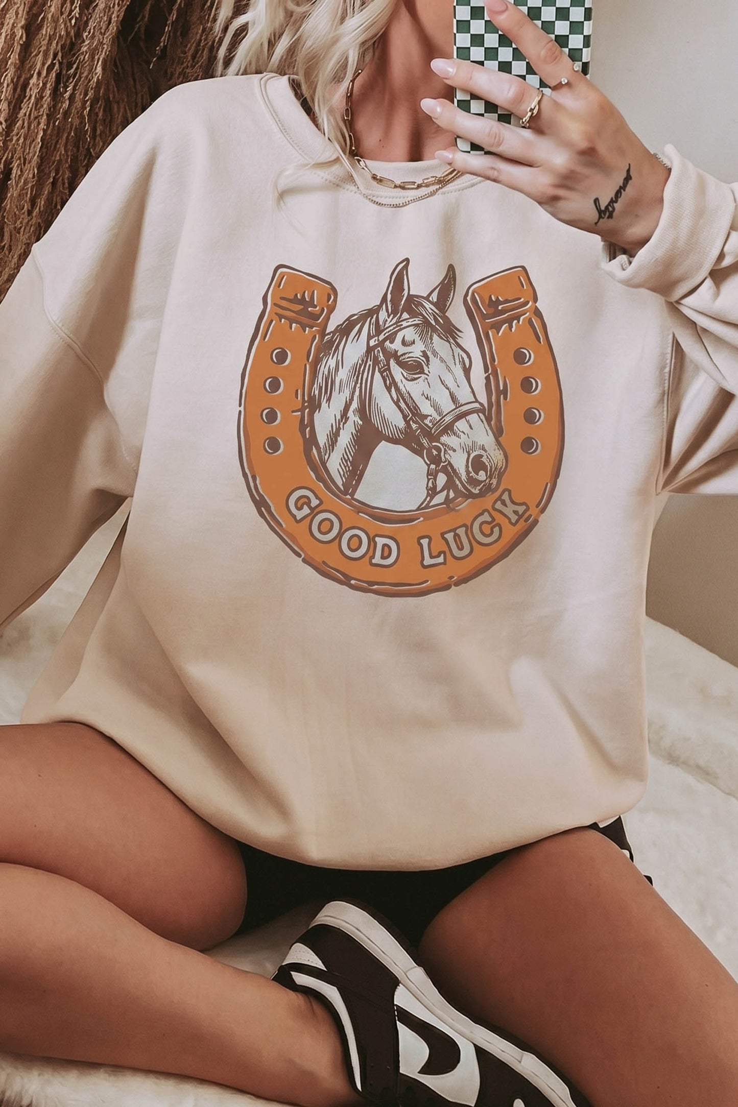 Western Horseshoe Oversized Sweatshirt