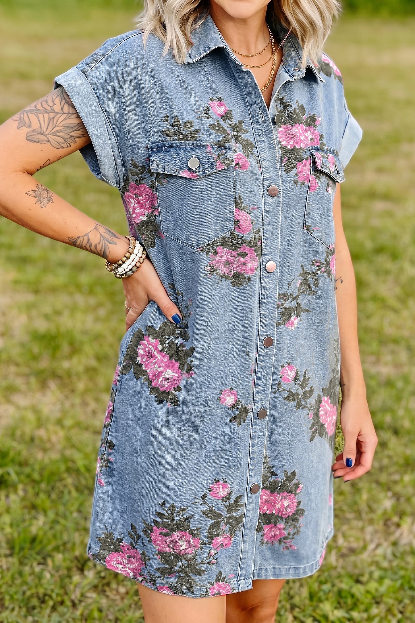 Floral Denim Dress