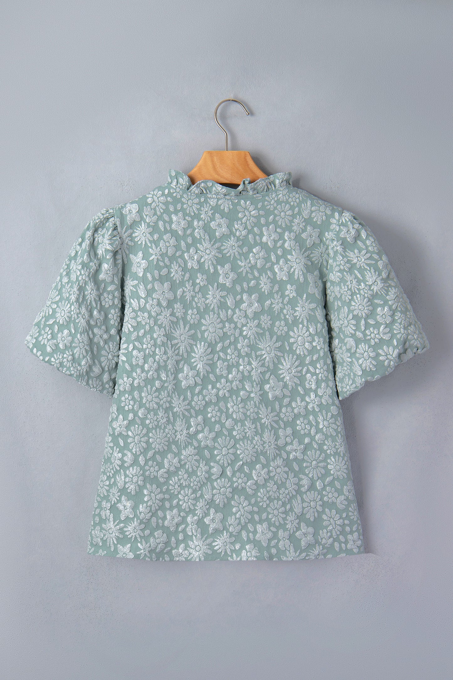Textured Jacquard Puff Sleeve Blouse