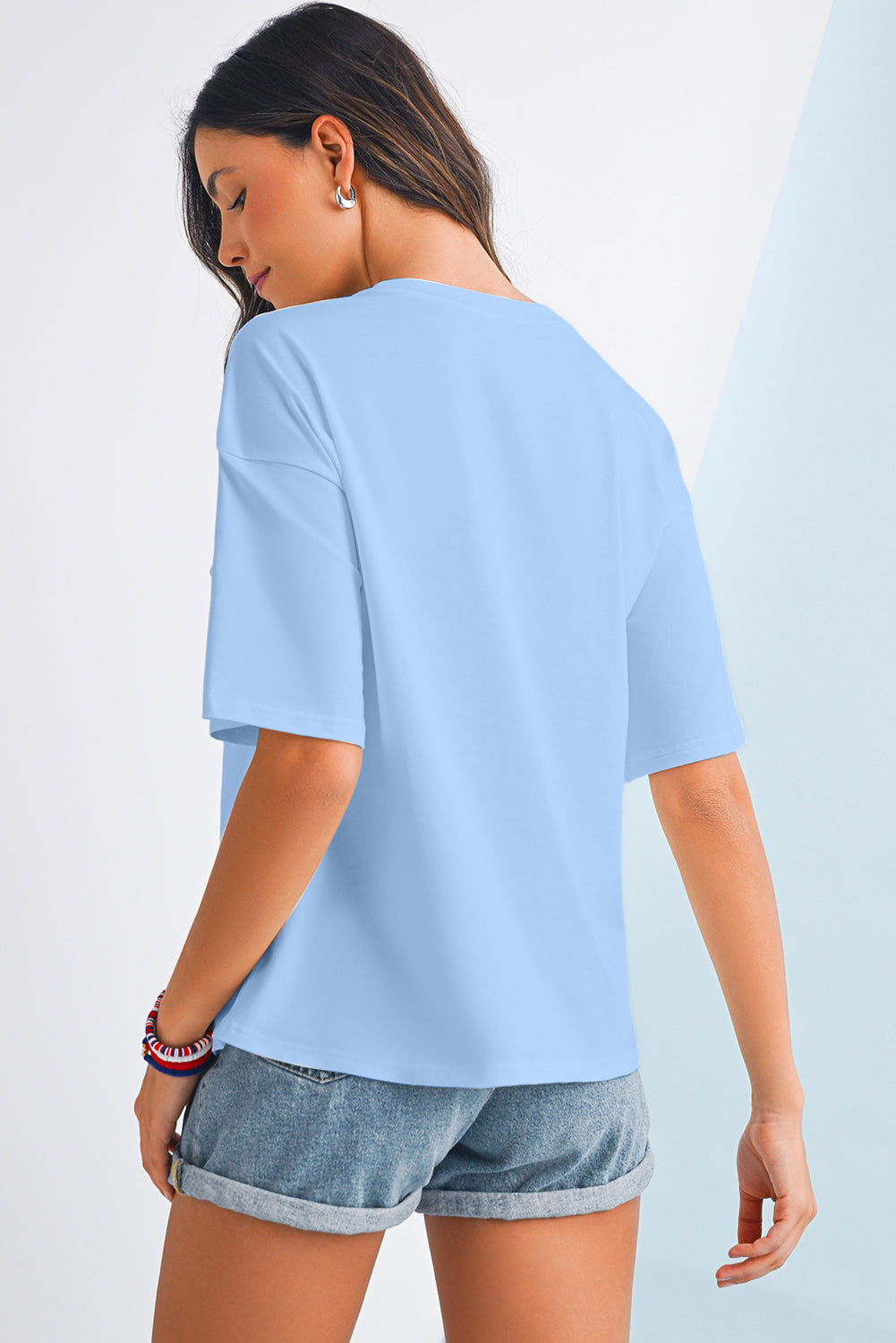 USA Flag and Bow Crewneck Tee