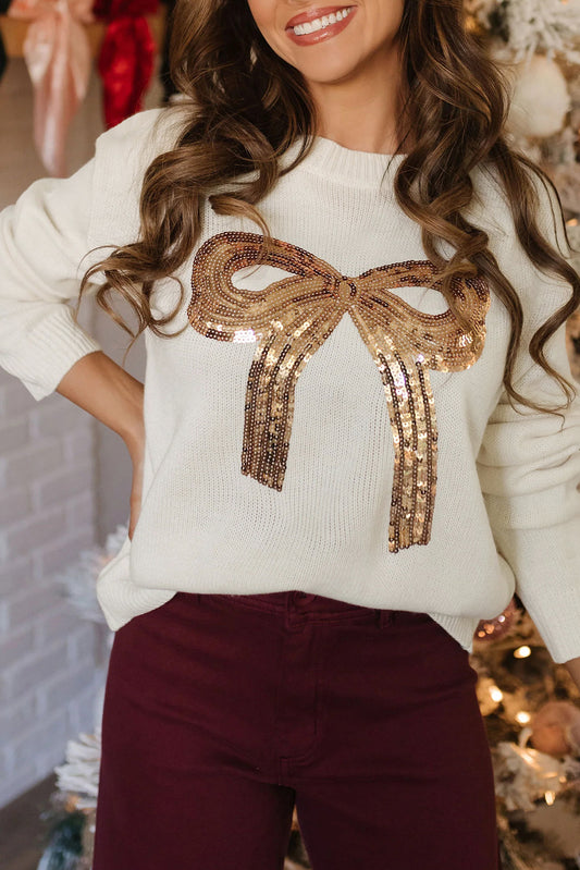 White Sequin Sweater